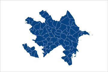  Azerbaijan Map blue Color on White Backgound	