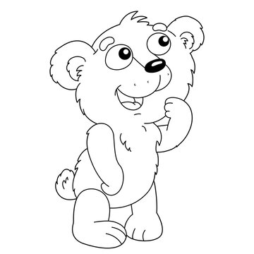 Coloring Page Outline Of cartoon little bear. Coloring Book for kids.