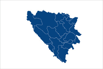  Bosnia Map blue Color on White Backgound	