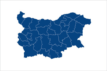 Bulgaria Map blue Color on White Backgound	