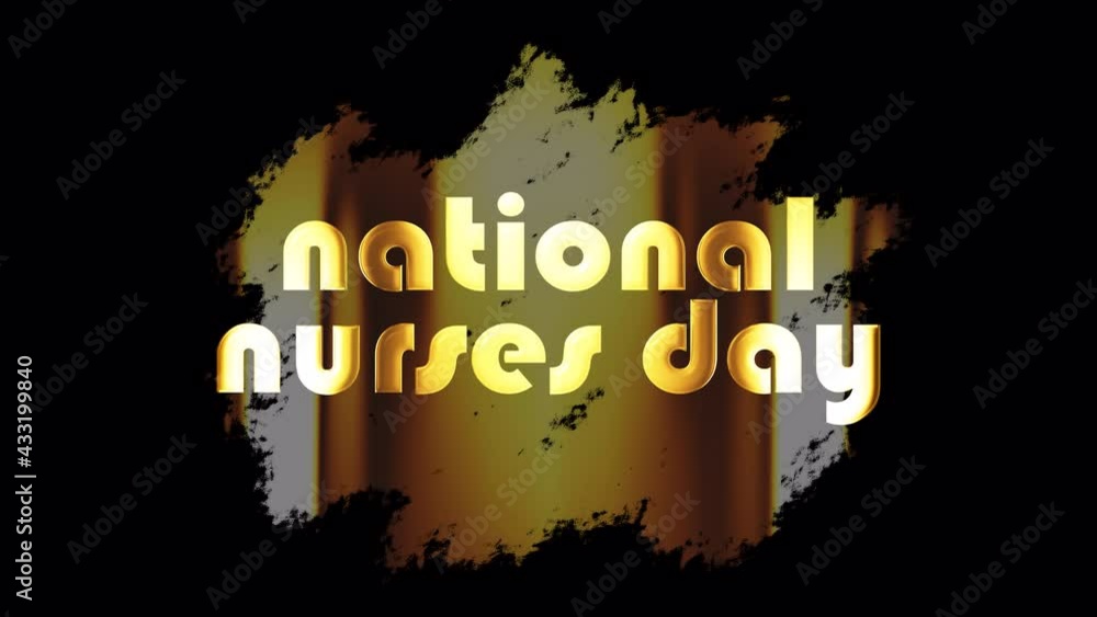 Poster national nurses day golden text badge banner loop animation isolated word using quicktime alpha chan