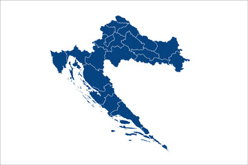  Croatia Map blue Color on White Backgound	