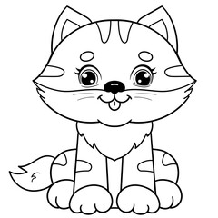 Coloring Page Outline Of cartoon cute cat. Coloring Book for kids.