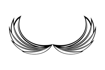 Abstract wings or feathers isolated on white background. Angel's wings. Wings linear icon. Graphic design element. Decorative T-shirt design. Flying eagle concept. Vector illustration, flat, clip art