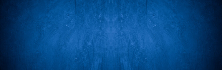Old wall pattern texture cement blue dark abstract  blue color design are light with black gradient background.