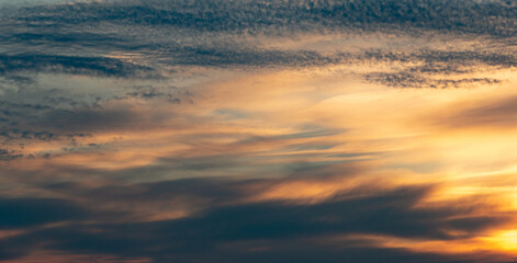 Heavenly abstract background. Picturesque bright, dramatic evening sky.