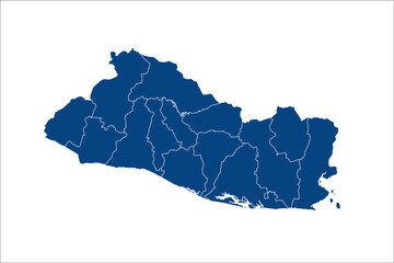  El Salvador Map blue Color on White Backgound	