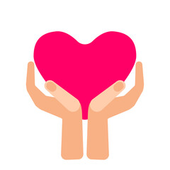 Hands holding heart. Heart in hands health caring