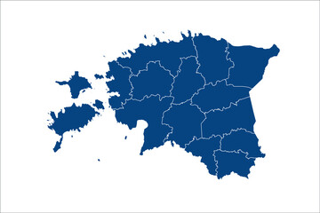 Estonia Map  blue Color on White Backgound	