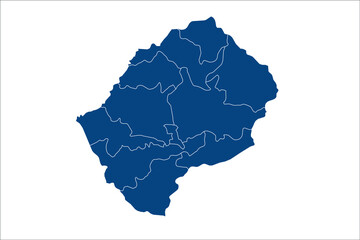 Lesotho Map blue Color on White Backgound