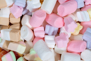 a lot of sweet snacks. marshmallow background