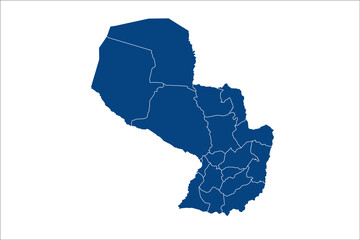 Paraguay Map blue Color on White Backgound	