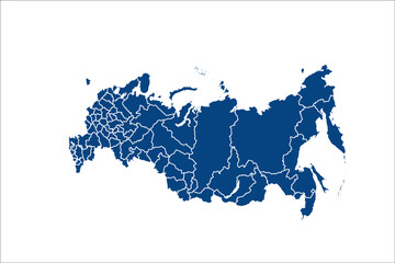 Russia Map blue Color on White Backgound	
