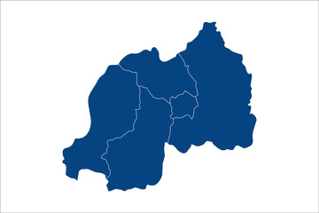 Rwanda Map blue Color on White Backgound	