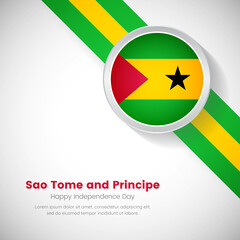 Creative national flag on circle. Independence day of Sao Tome and Principe country with classic background