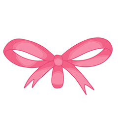 Doodle pink bow for celebration design. Festive banner design, graphic element vector