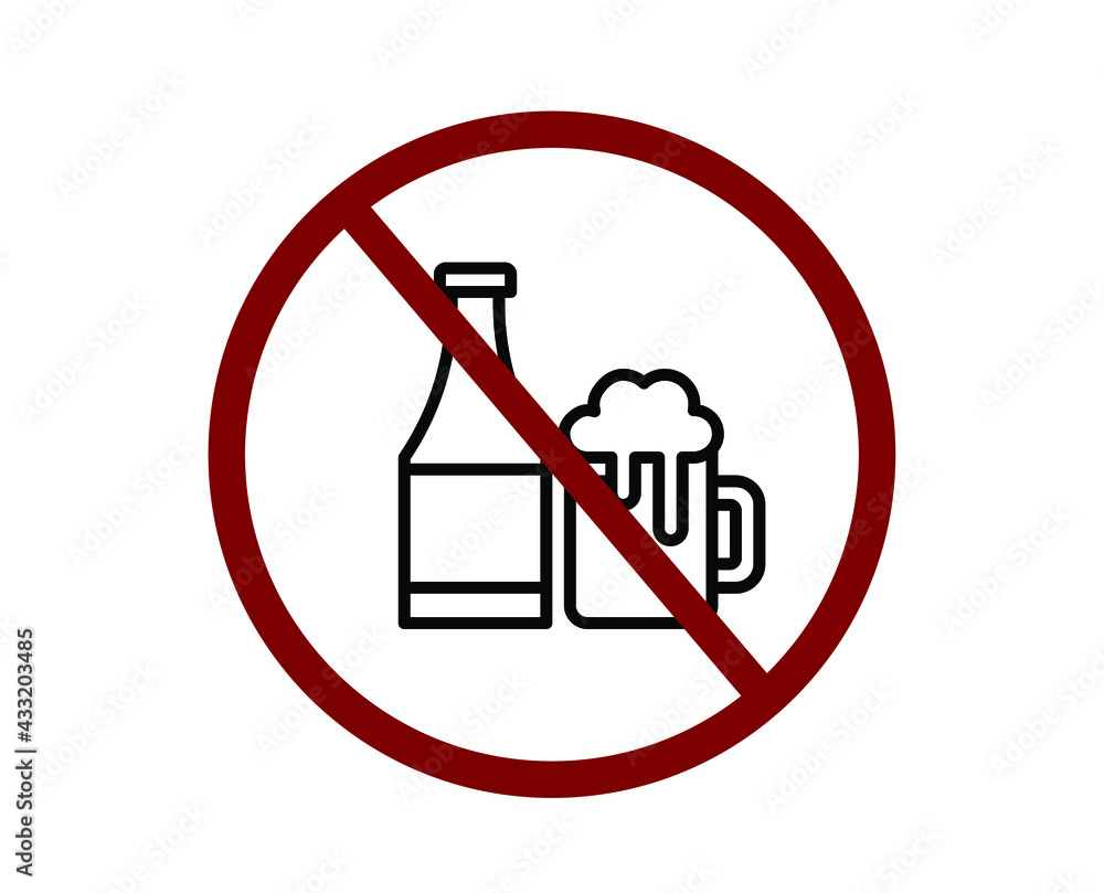 Poster no beer vector icon. editable stroke. symbol in line art style for design, presentation, website or 