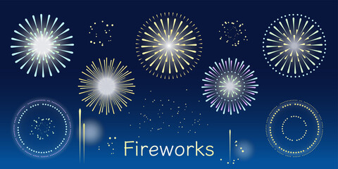 花火のあがる都市風景のイラスト モノクロの線画 Background Wall Mural Backgrou Tukinoto