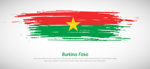 Artistic grungy watercolor brush flag of Burkina Faso country. Happy independence day background