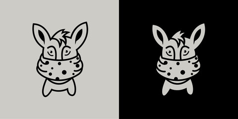 Line art logo of a cute rabbit wearing a mask