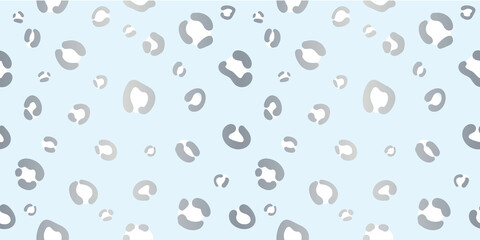 Cheetah seamless vector pattern background, silver and blue