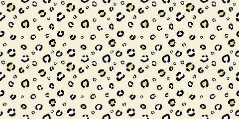 Cheetah seamless vector pattern background, yellow.