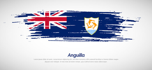 Artistic grungy watercolor brush flag of Anguilla country. Happy Anguilla day background