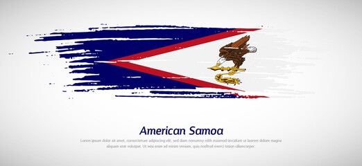 Artistic grungy watercolor brush flag of American Samoa country. Happy independence day background