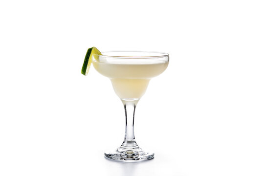 Classic daiquiri cocktail in glass isolated on white background