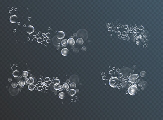 Set of realistic colorful soap bubbles to create a design. Transparent realistic soap bubbles isolated on transparent background.