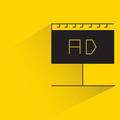 advertising billboard with shadow yellow background