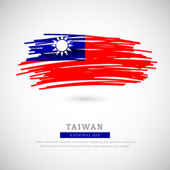 Brush flag of Taiwan country. Happy national day of Taiwan with grungy flag background
