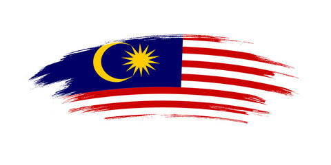Artistic grunge brush flag of Malaysia isolated on white background