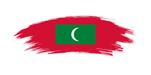 Artistic grunge brush flag of Maldives isolated on white background