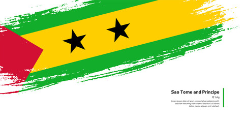 Creative hand drawing brush flag of Sao Tome and Principe country for special independence day