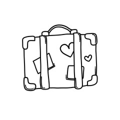 luggage Doodle vector icon. Drawing sketch illustration hand drawn cartoon line eps10