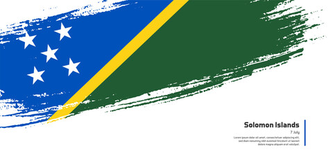 Creative hand drawing brush flag of Solomon Islands country for special independence day