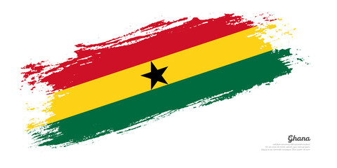 Hand painted brush flag of Ghana country with stylish flag on white background
