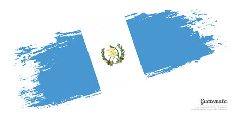 Hand painted brush flag of Guatemala country with stylish flag on white background