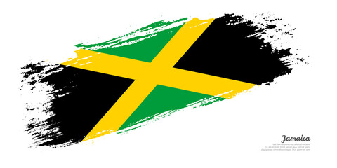 Hand painted brush flag of Jamaica country with stylish flag on white background