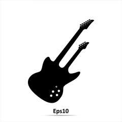 Illustration of a double-headed electric guitar over white