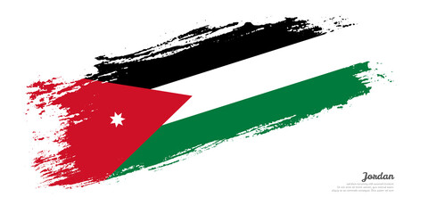 Hand painted brush flag of Jordan country with stylish flag on white background