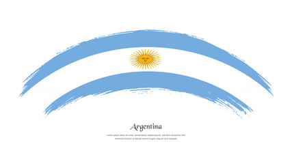 Obraz premium Flag of Argentina in grunge style stain brush with waving effect on isolated white background
