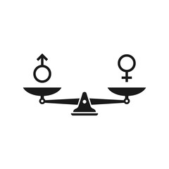 Gender and sexual equality concept. Scales with male and female sex symbols.