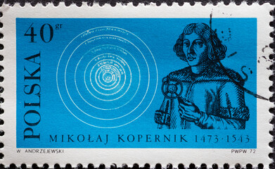 POLAND-CIRCA 1972 : A post stamp printed in Poland showing a portrait of the scientist and...