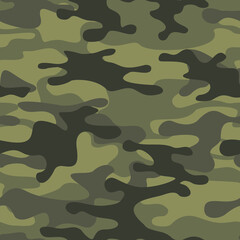 Fototapeta premium Camouflage seamless pattern. Abstract camo. Military texture of stains. Print on fabric and clothing. Vector illustration