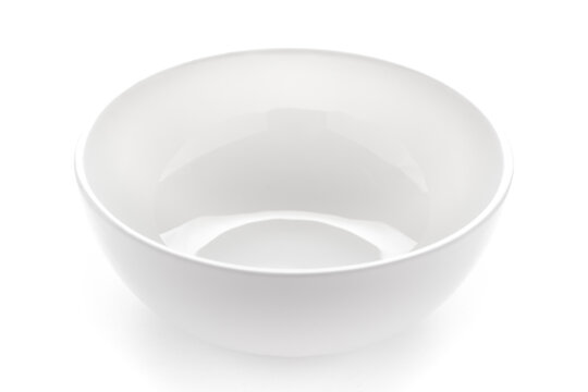 An empty ceramic white bowl for mockup. over white background