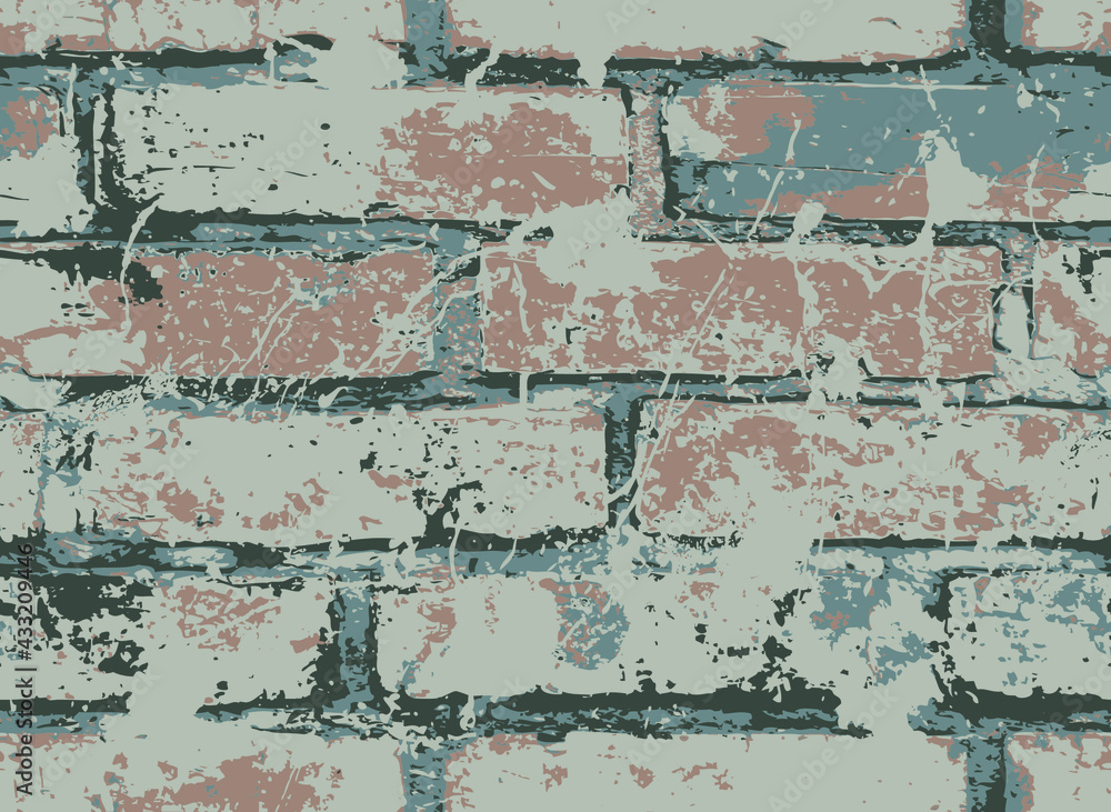 Poster abstract seamless pattern with old brown brick wall in the grunge style. vector texture with splatte