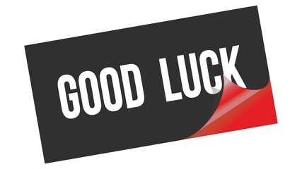 GOOD  LUCK text on black red sticker stamp.