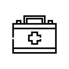 Football or Soccer First Aid Kit Vector icon in Outline Style. A first aid kit is a collection of supplies and equipment that is used to give medical treatment. Vector icons for Apps, Web, or Logo.